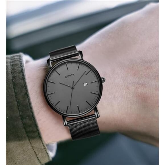 Men's Fashion Minimalist Wrist Watch All Black Waterproof Watches Simple - Picture 5 of 7